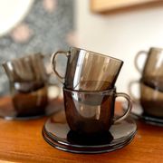 Set of 6 Vereco vintage 70 smoked glass cups