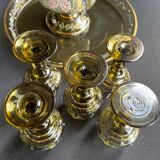 Amber crystal enamel and gilded liquor service