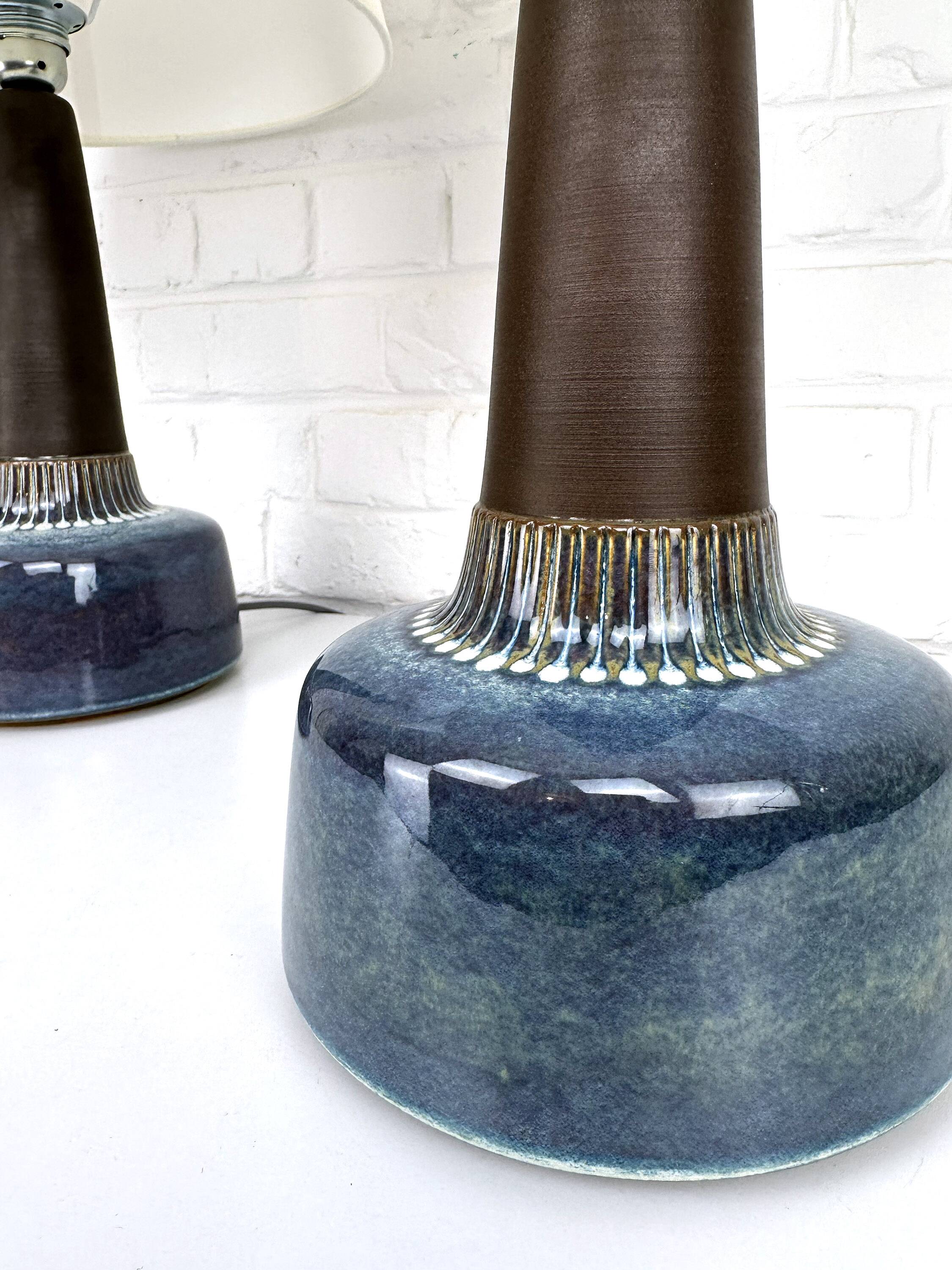 Pair of large blue table lamps Søholm Einar Johansen Denmark 1960s