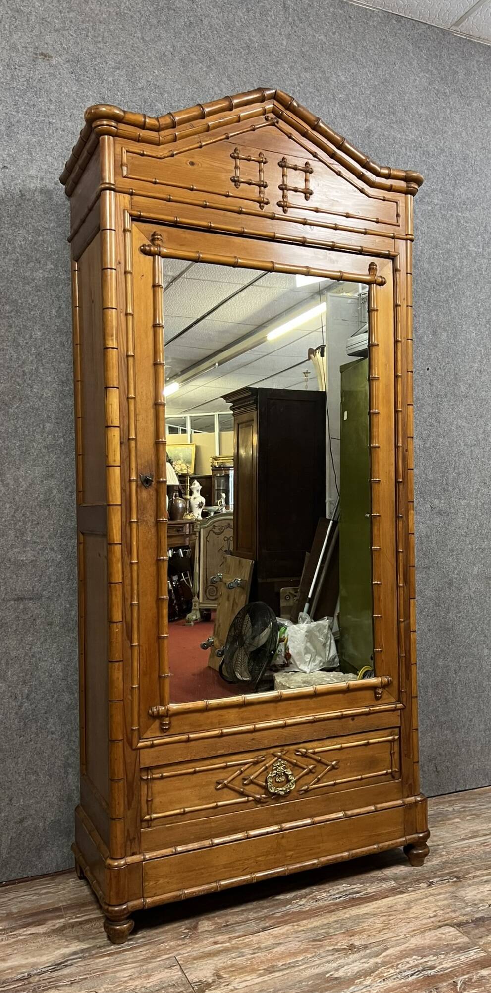 Napoleon III period wardrobe in bamboo-style cherry wood