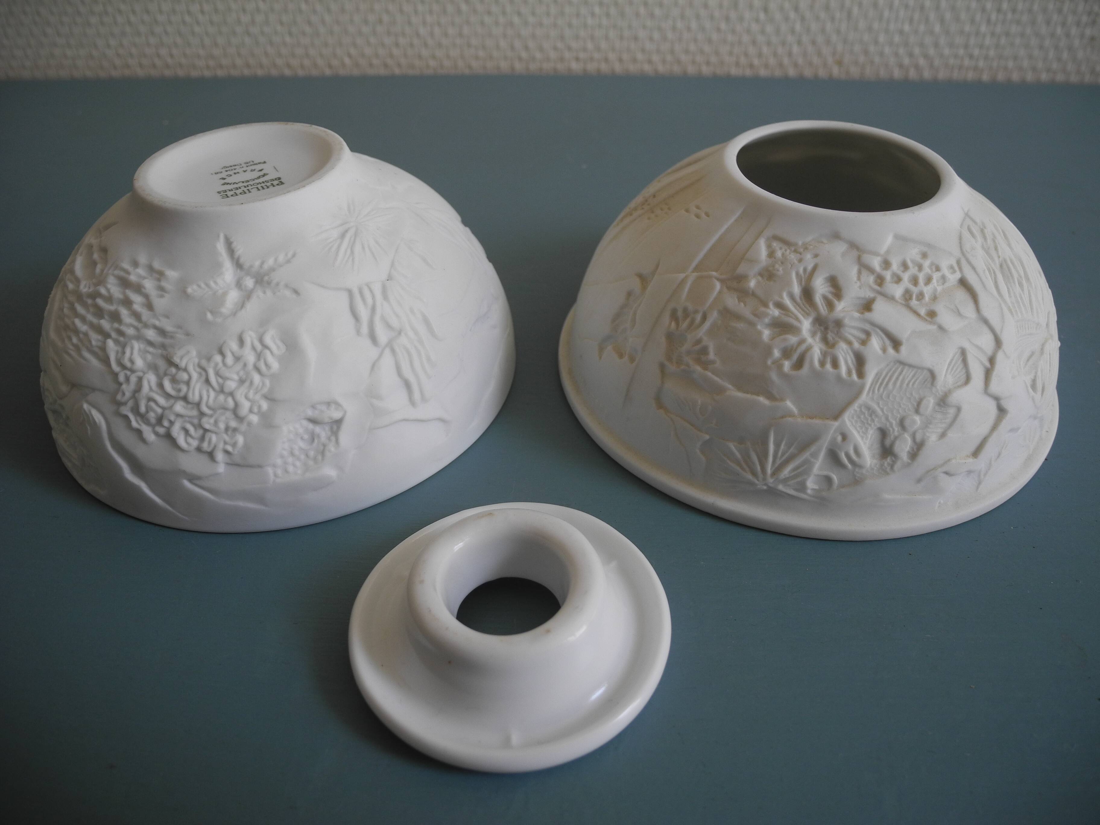 old Limoges Deshoulières porcelain tealight holder