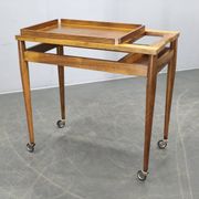 Mid Century Walnut Serving Cart, Czechoslovakia, 1970s