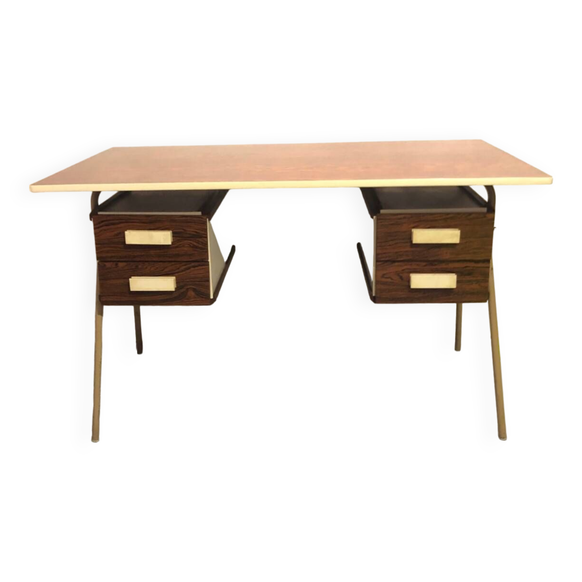 1960 VINTAGE DESK FORMICA METAL TUBING 4 DRAWERS