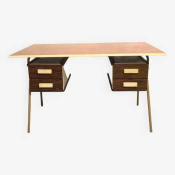 BUREAU 1960 VINTAGE FORMICA TUBULURE METAL 4 TIROIRS