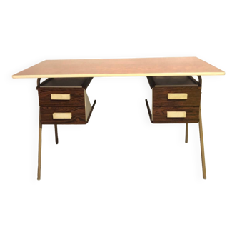 1960 VINTAGE DESK FORMICA METAL TUBING 4 DRAWERS