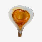 Old hand blown glass sculptures | set of 2 orange handblown home decor vases