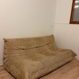 Togo vintage rose line 3-seater made in France beige velvet