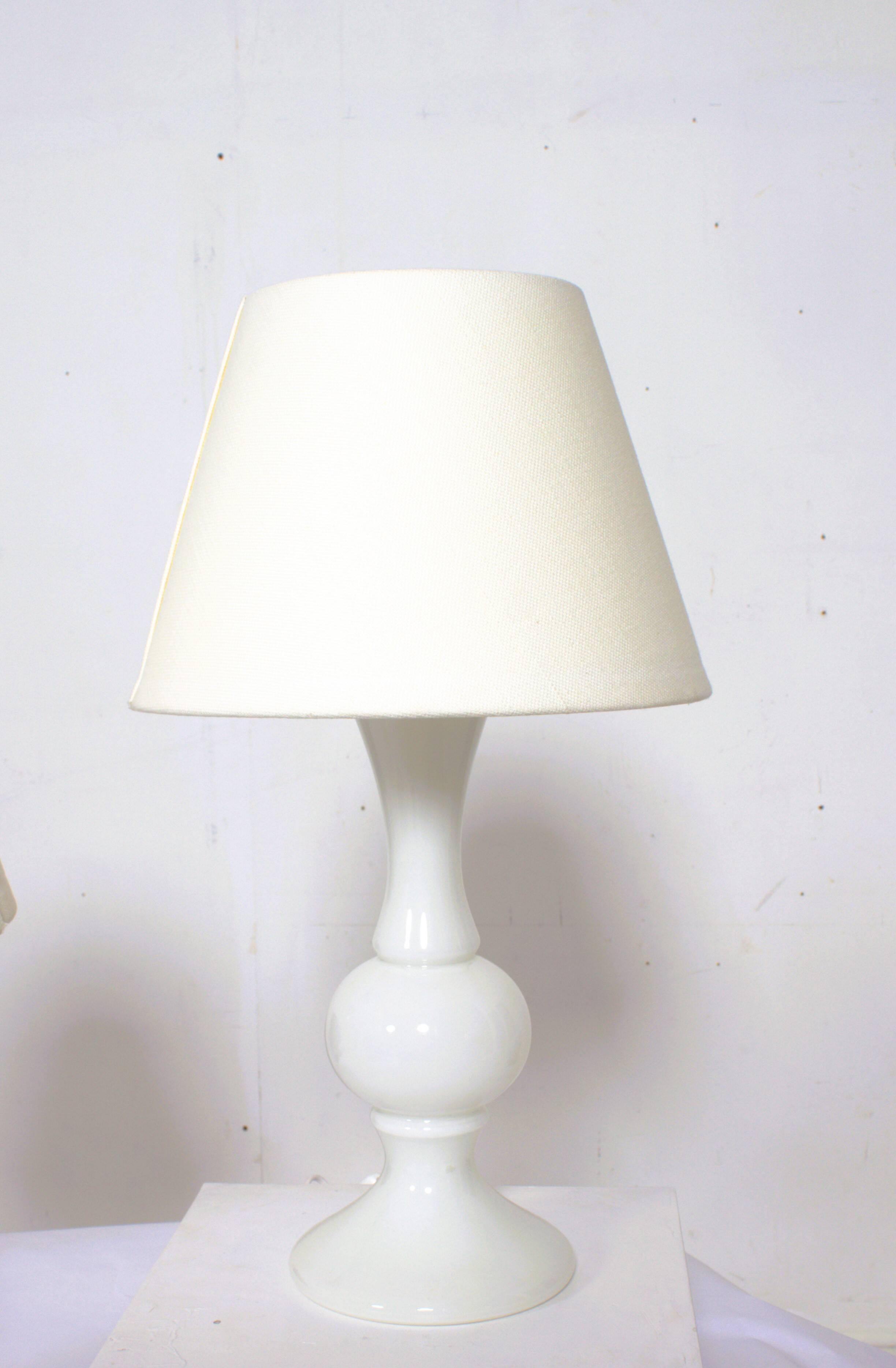 Pair of white glass lamps by Luxus Lighting, Sweden, 1980