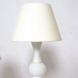 Paire de lampes en verre blanc par Luxus Lighting, Suède, 1980
