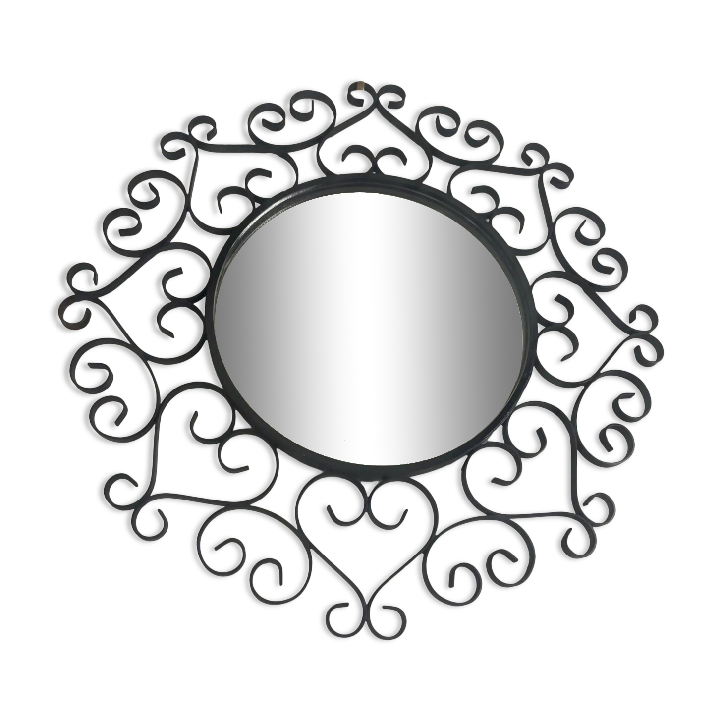 Miroir en fer forgé noir chaty vallauris années 50
