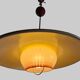 Extensible metal and opaline pendant light, Denmark, 1960.