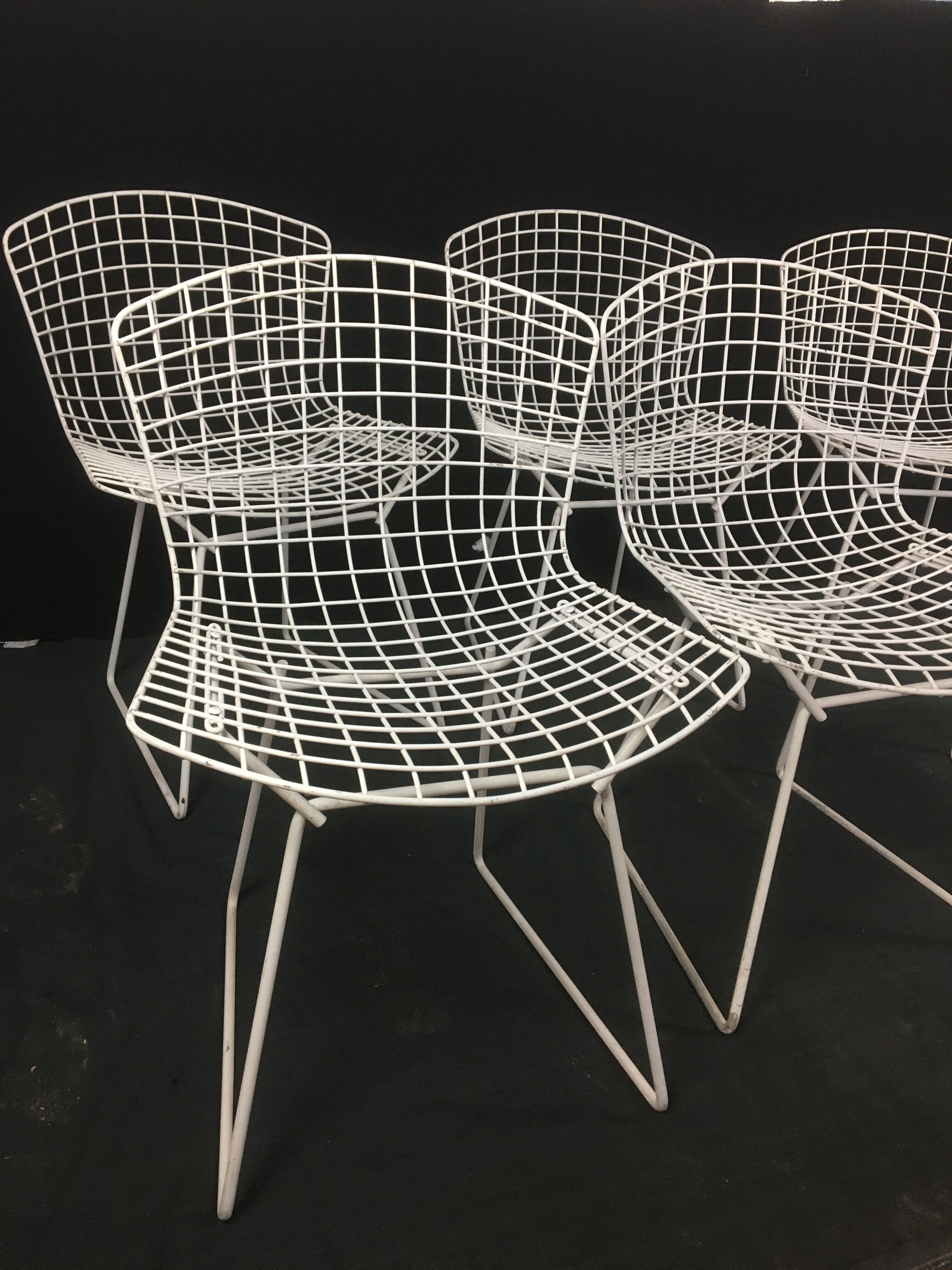 Series of 6 wire chairs by Harry Bertoia for Knoll International
