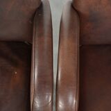 Set of 4 nicely finished dining chairs/side chairs with armrests made of cowhide leather