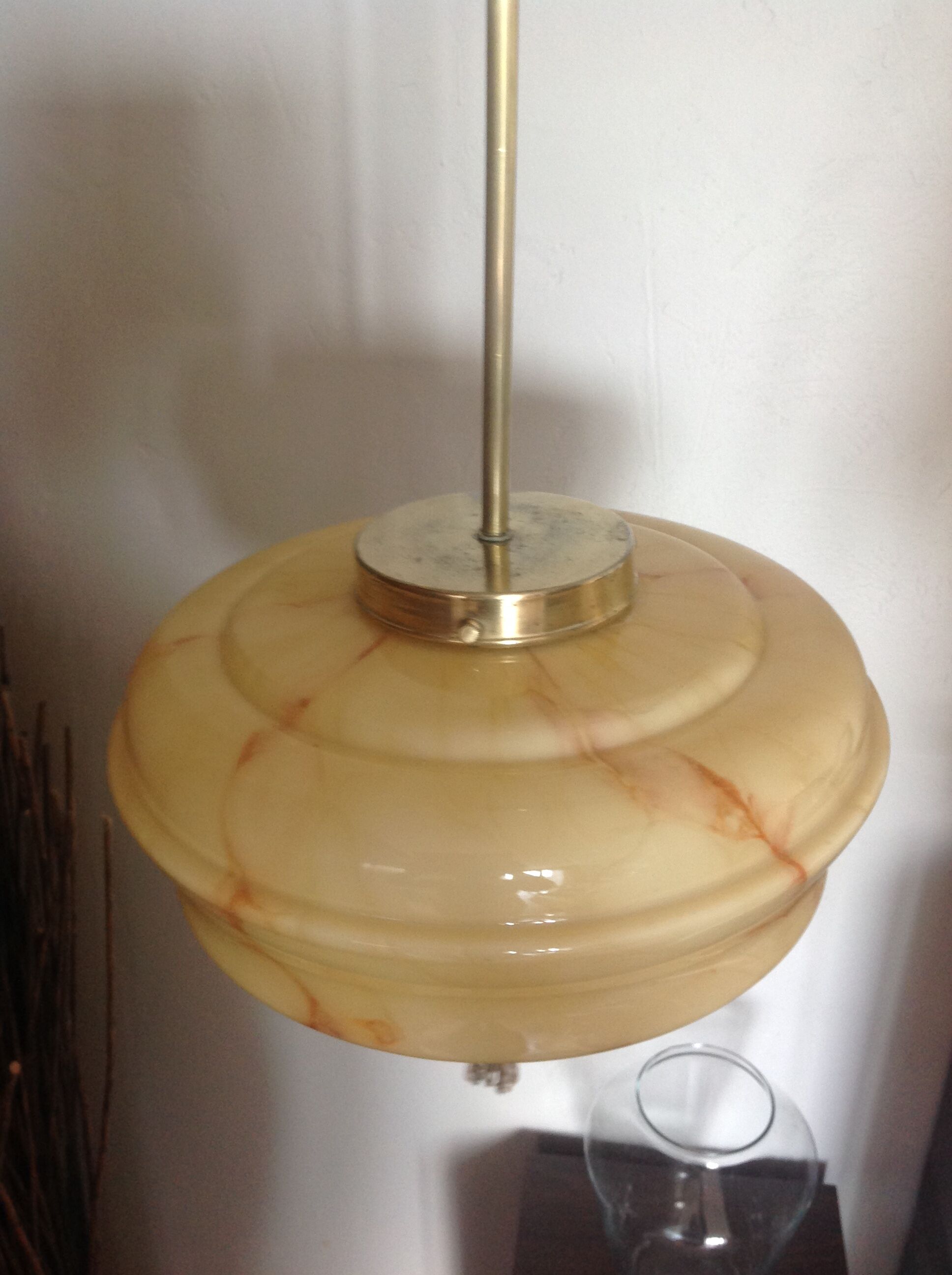 Vintage marbled glass globe ceiling light 50s 60s