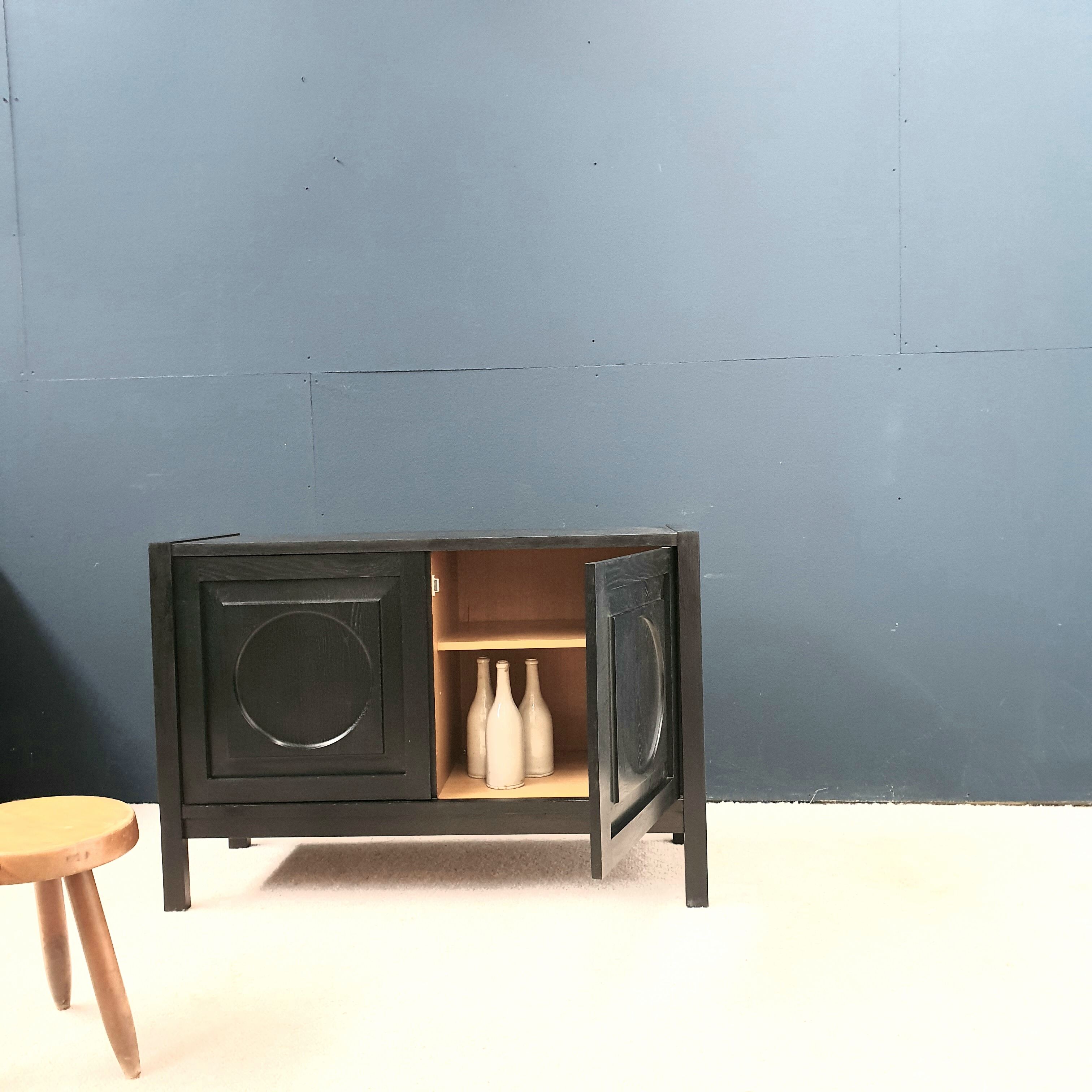 Brutalist buffet in tinned oak.