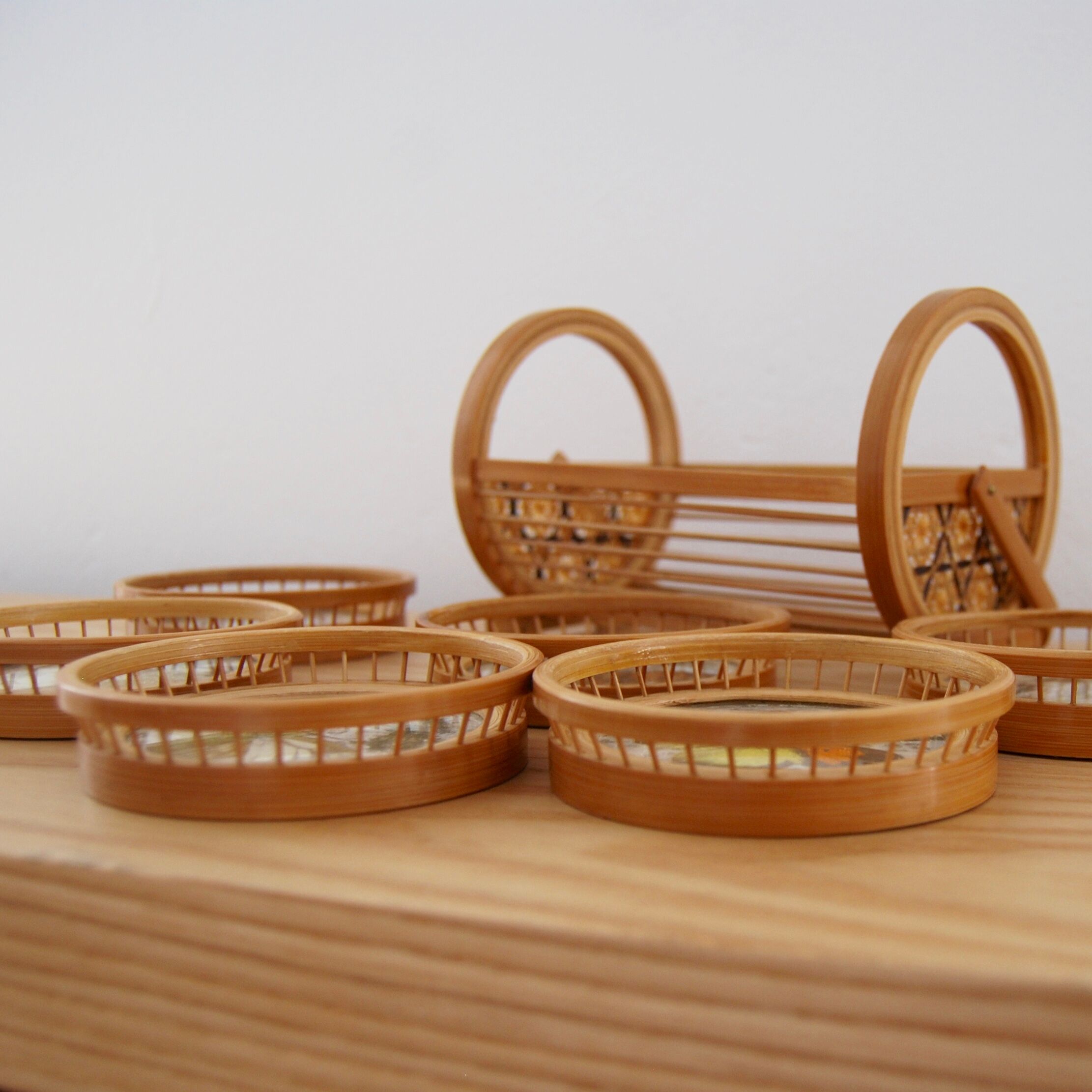 Butterflies and basket rattan coasters