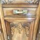 Art Deco black marble sideboard and vintage beveled mirror