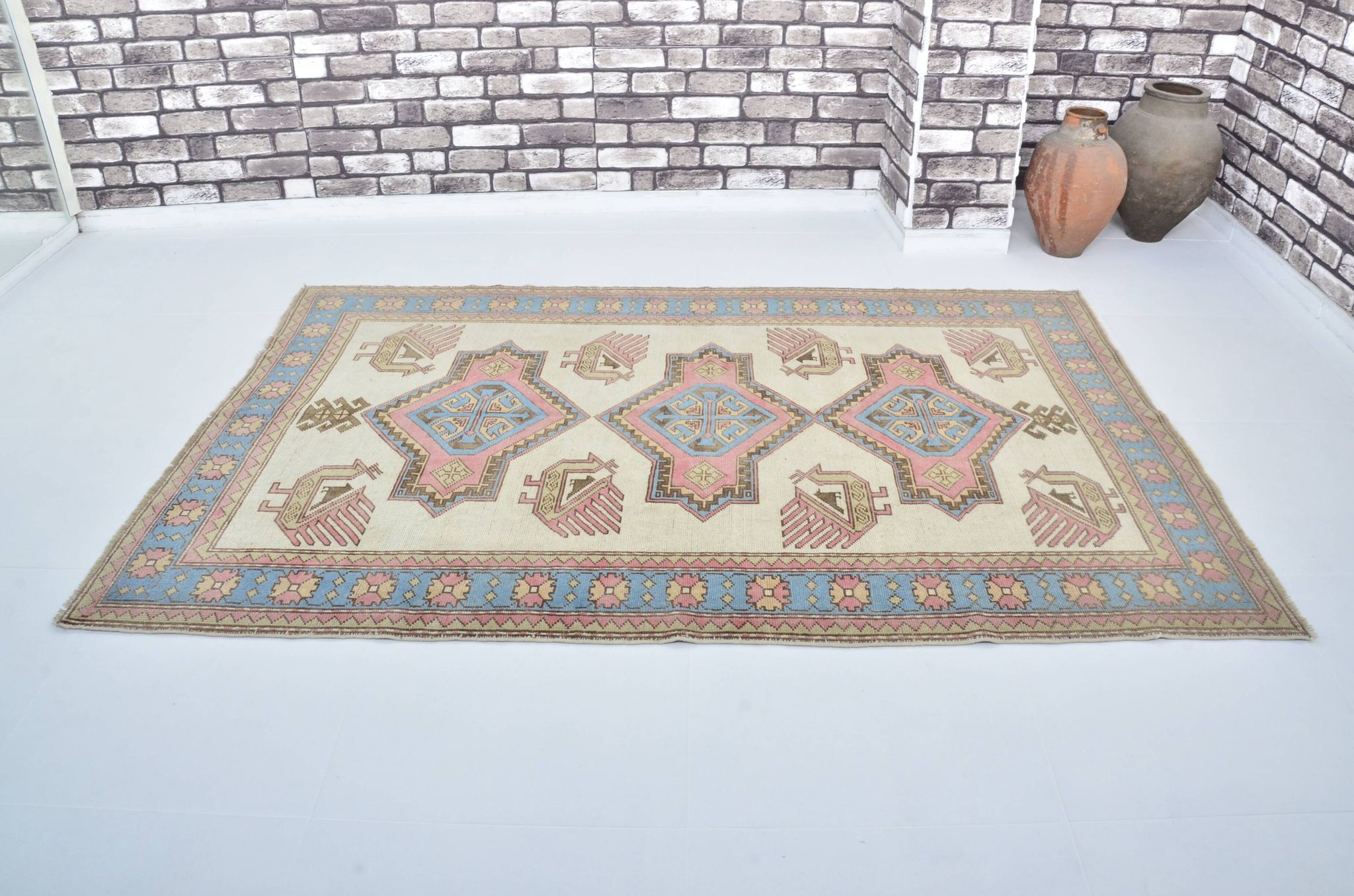 Tapis floral anatolien noué à la main sku 3430