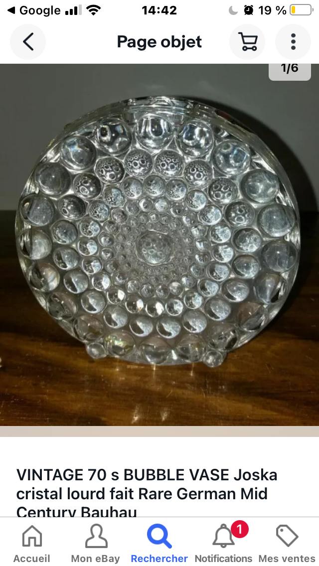 Vase en cristal de Beyer 1960