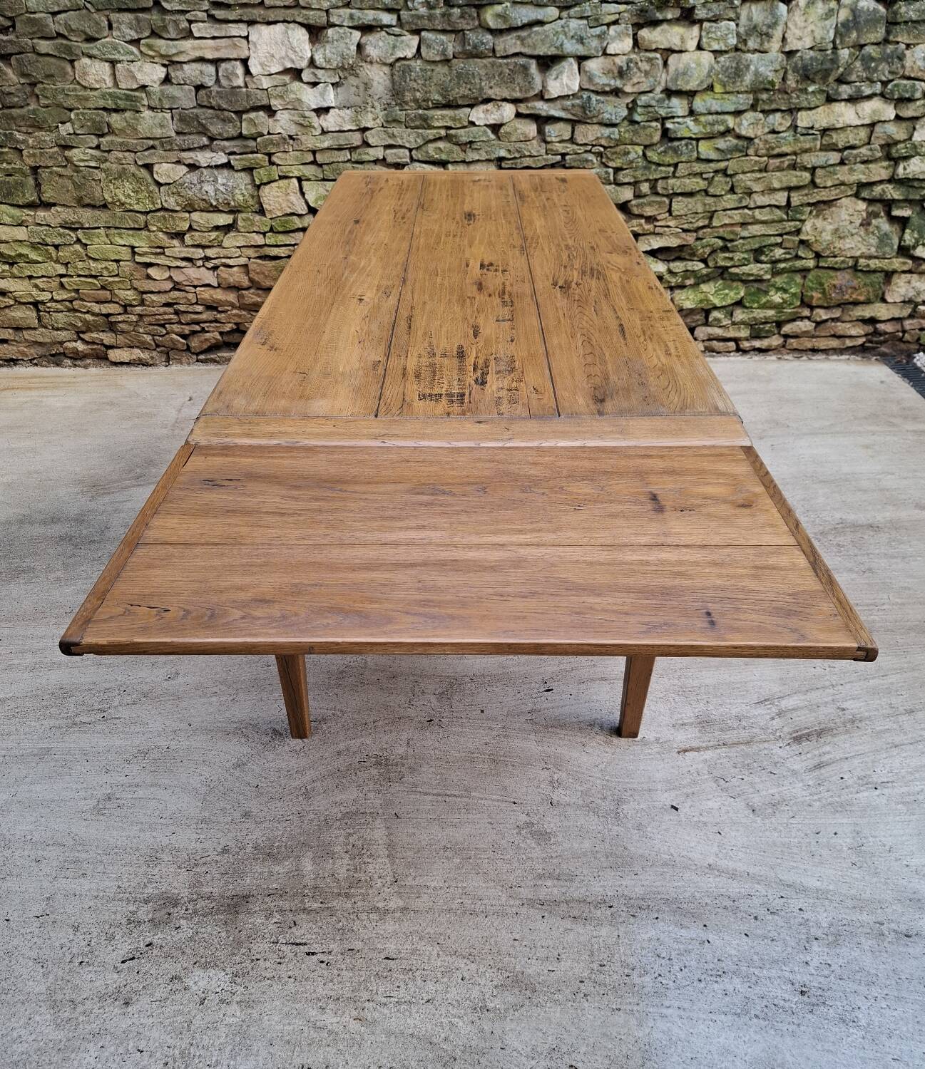 Table de ferme chêne 320 cm avec allonges 