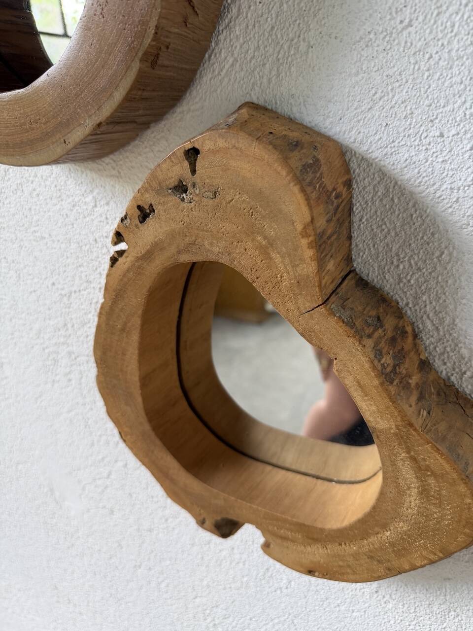 Set de 4 miroirs organiques brutalistes en bois années 50