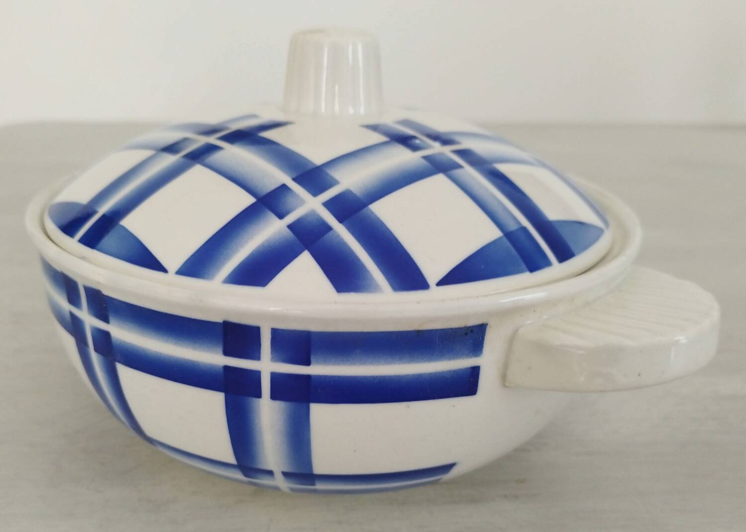 Vegetable Tureen Old Opaque Porcelain Badonviller Vintage Blue Tiles Decor
