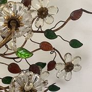 Floral chandelier Banci Firenze with 6 lights, coloured glass and gold metal.