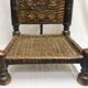 Traditional low chair in wood and leather