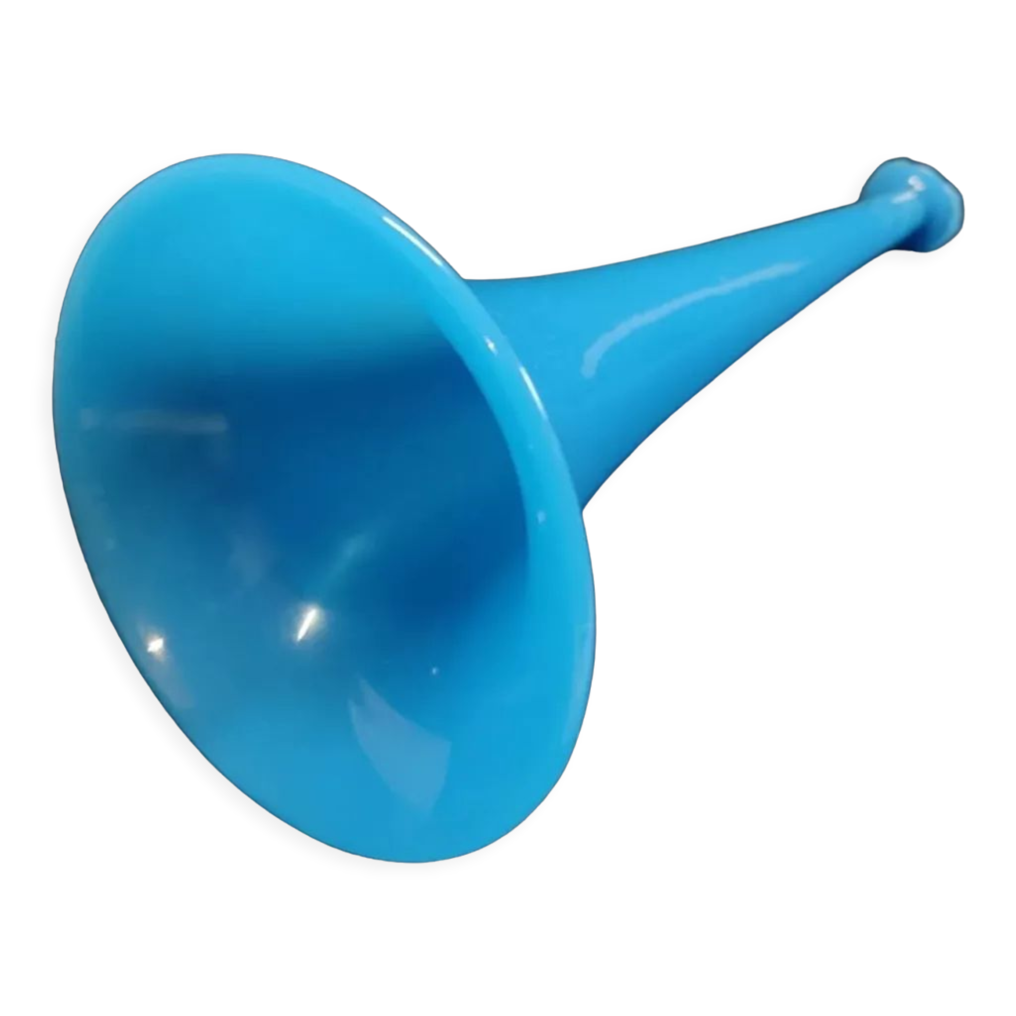Vase cornet glass paste or faience enamelled blue soliflore