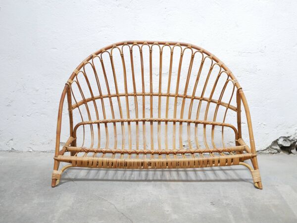 Lit corbeille vintage en rotin 120cm x 190cm