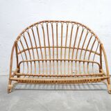Lit corbeille vintage en rotin 120cm x 190cm