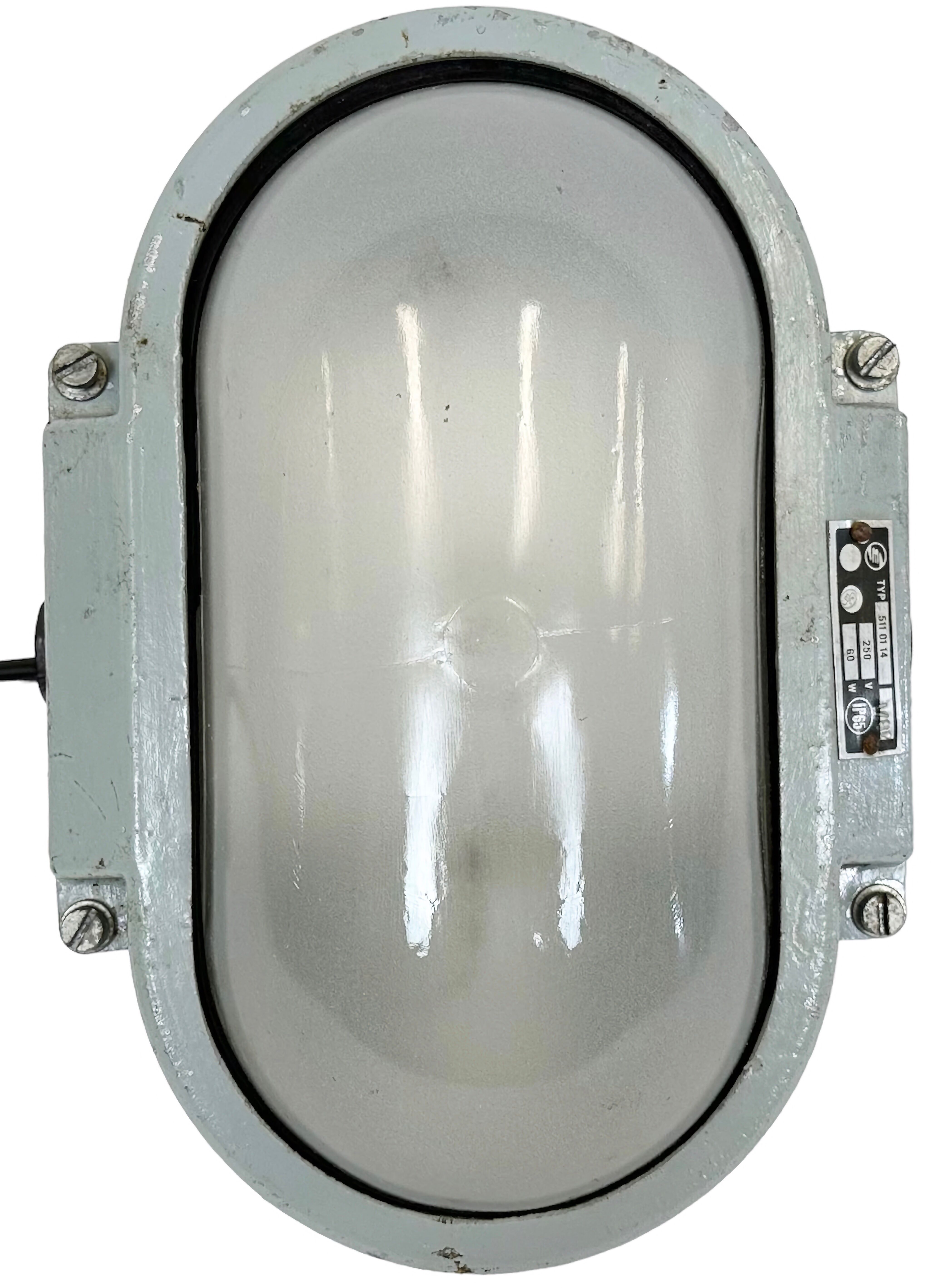 Industrial Cast Aluminium Wall Light with Milk Glass from Elektrosvit, 1970s