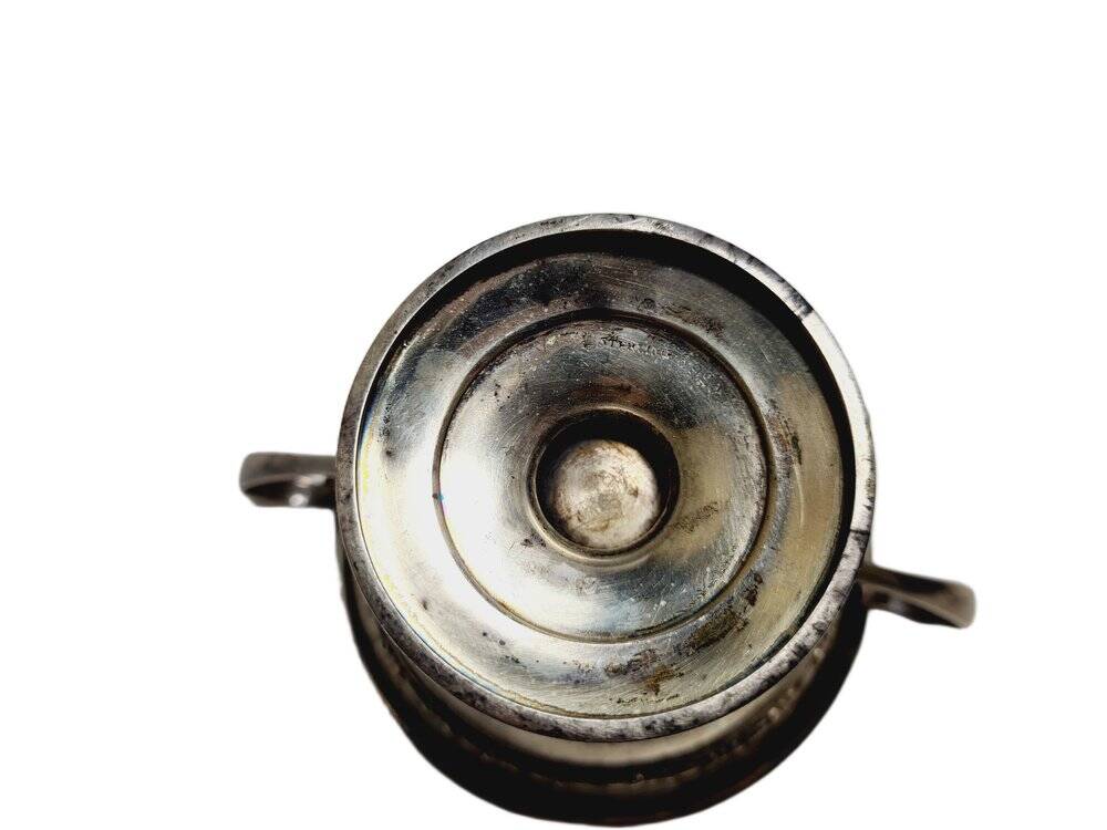 Bol à sucre en argent Art Déco, années 1950
