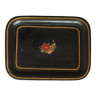 Black toleware painted metal serving tray 19th century