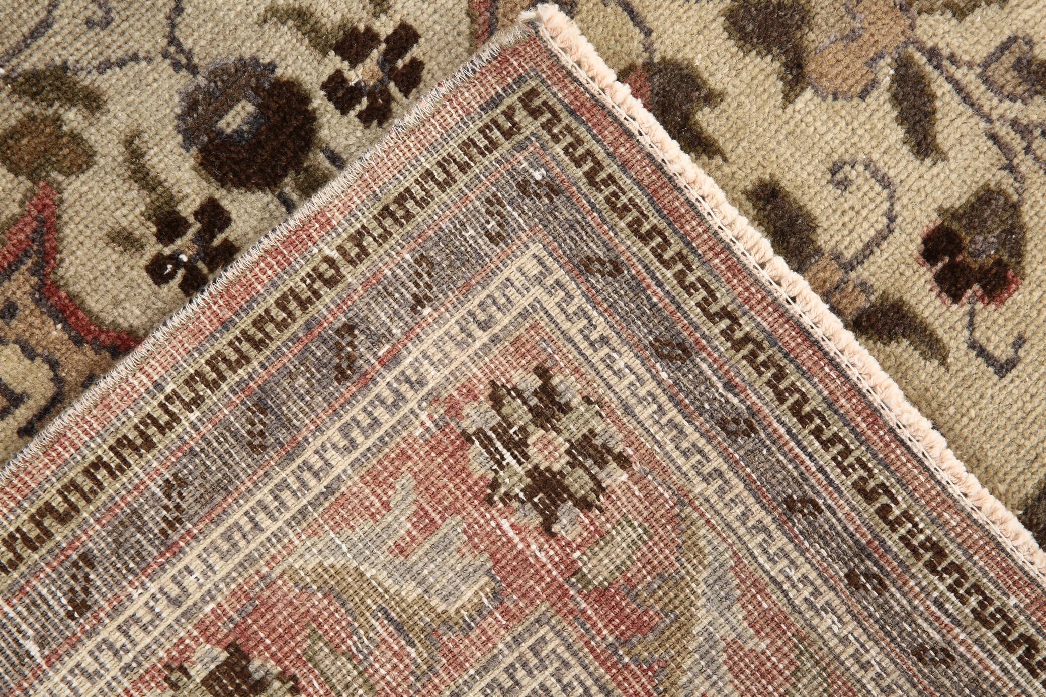 4x7 Brown Floral Vintage Persian Rug, 130x215Cm SK 2606