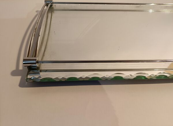 Plateau miroir au mercure biseauté 1940/50