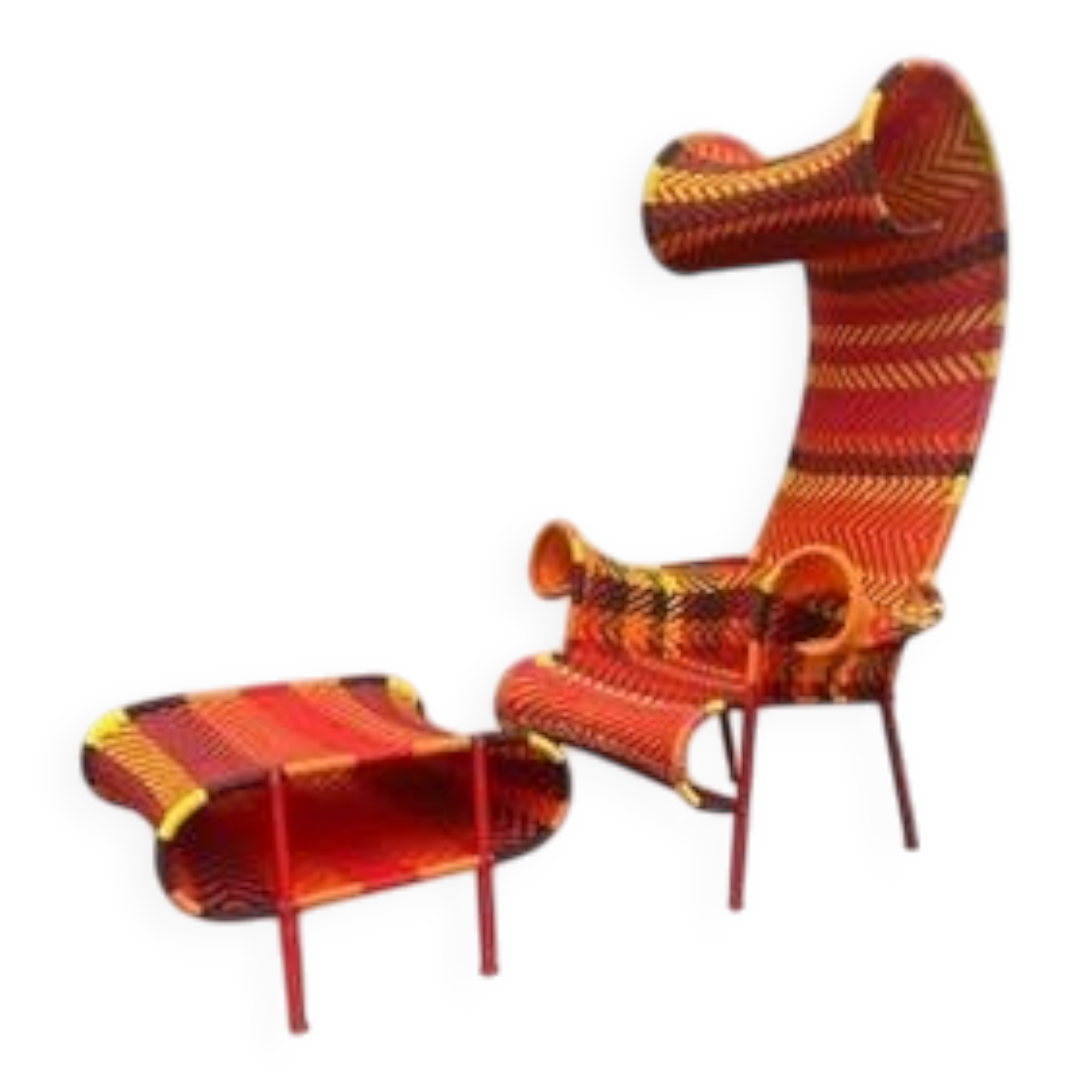 Moroso Shadowy lounge chair with footstool designed by Tord Boontje