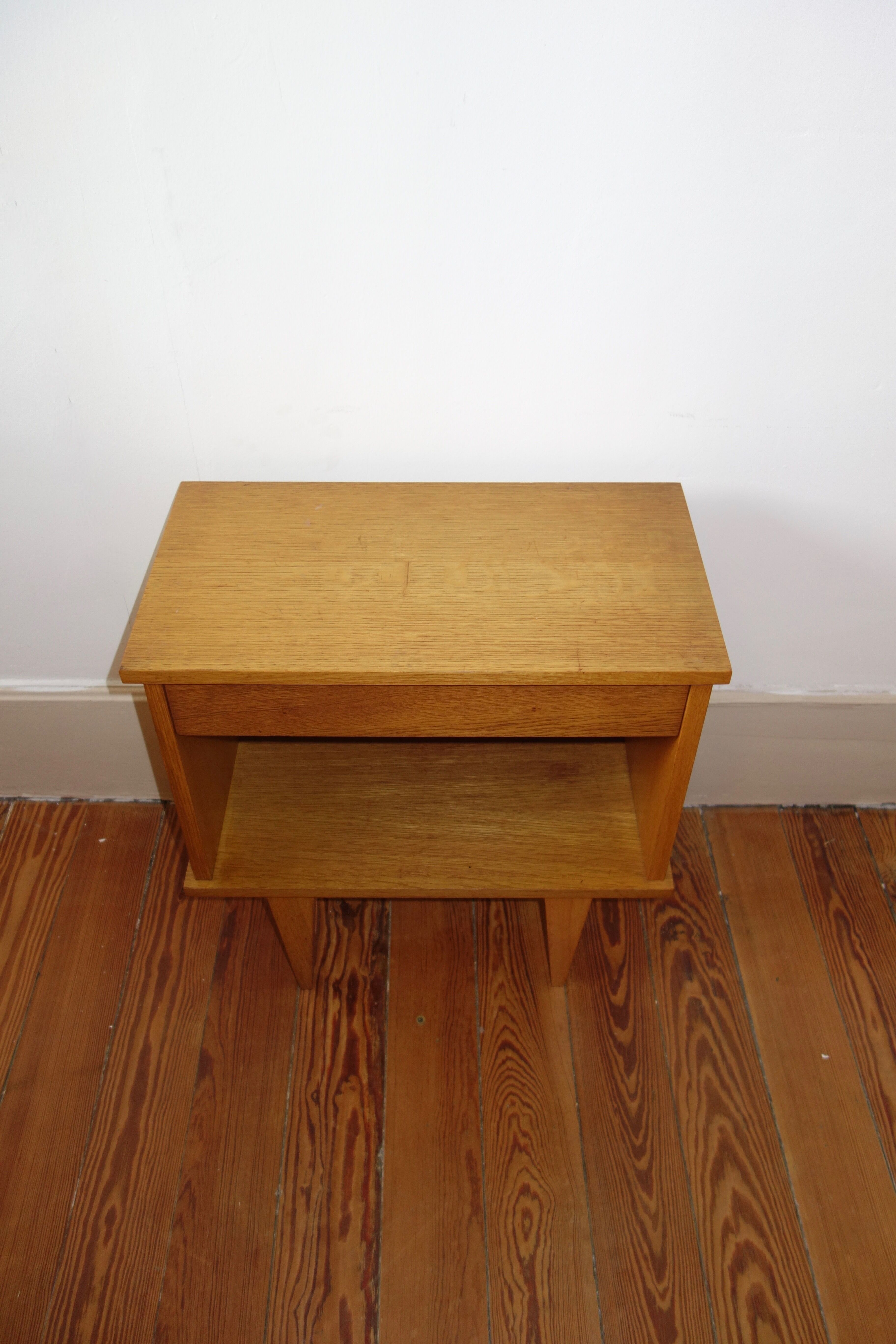 60s oak bedside table
