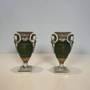 Pair of Empire Style Porcelain Vases, Decorated with Swans and Bundles