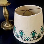 Pair of brass lamps, new 2M fabric cables, paper lampshades