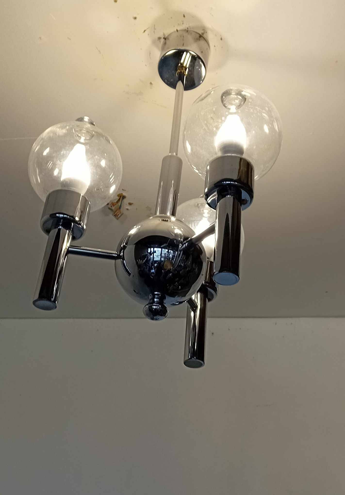 Chandelier with 3 branches space art 70's murano