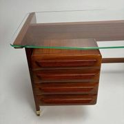 Wood and Brass Desk attributed to Vittorio Dassi, Italy, 1950s