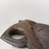 Masque en bois africain sculpté à la main vintage : décoration murale tribale