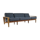 Large 1960s "Bodö" canapé in oak, leather and wool, Svante Skogh, Sweden
