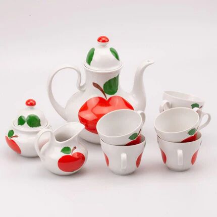 Coffee service in porcelain with red apple Seltmann Weiden