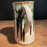 White and green enamelled ceramic carafe pitcher