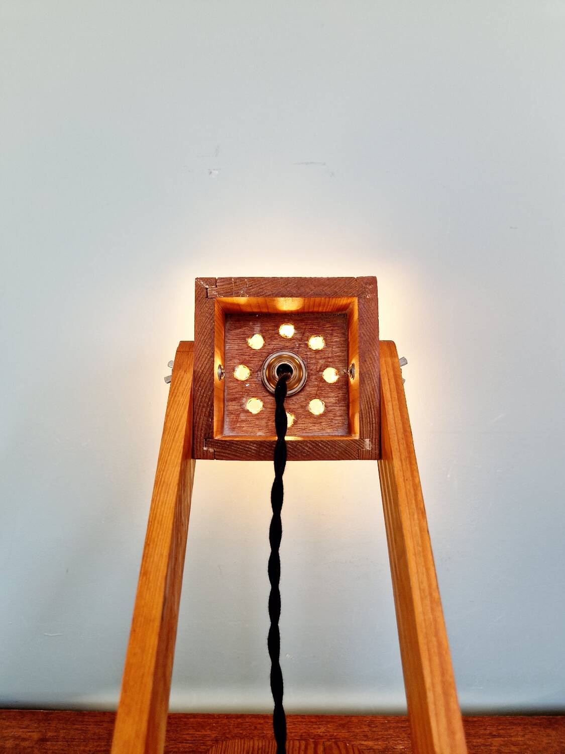 Articulated wooden desk lamp, 1960s-70s