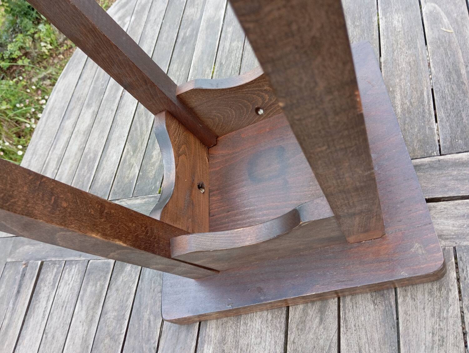 High stool in solid oak, brutalist style, circa 1950/60