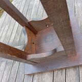 High stool in solid oak, brutalist style, circa 1950/60