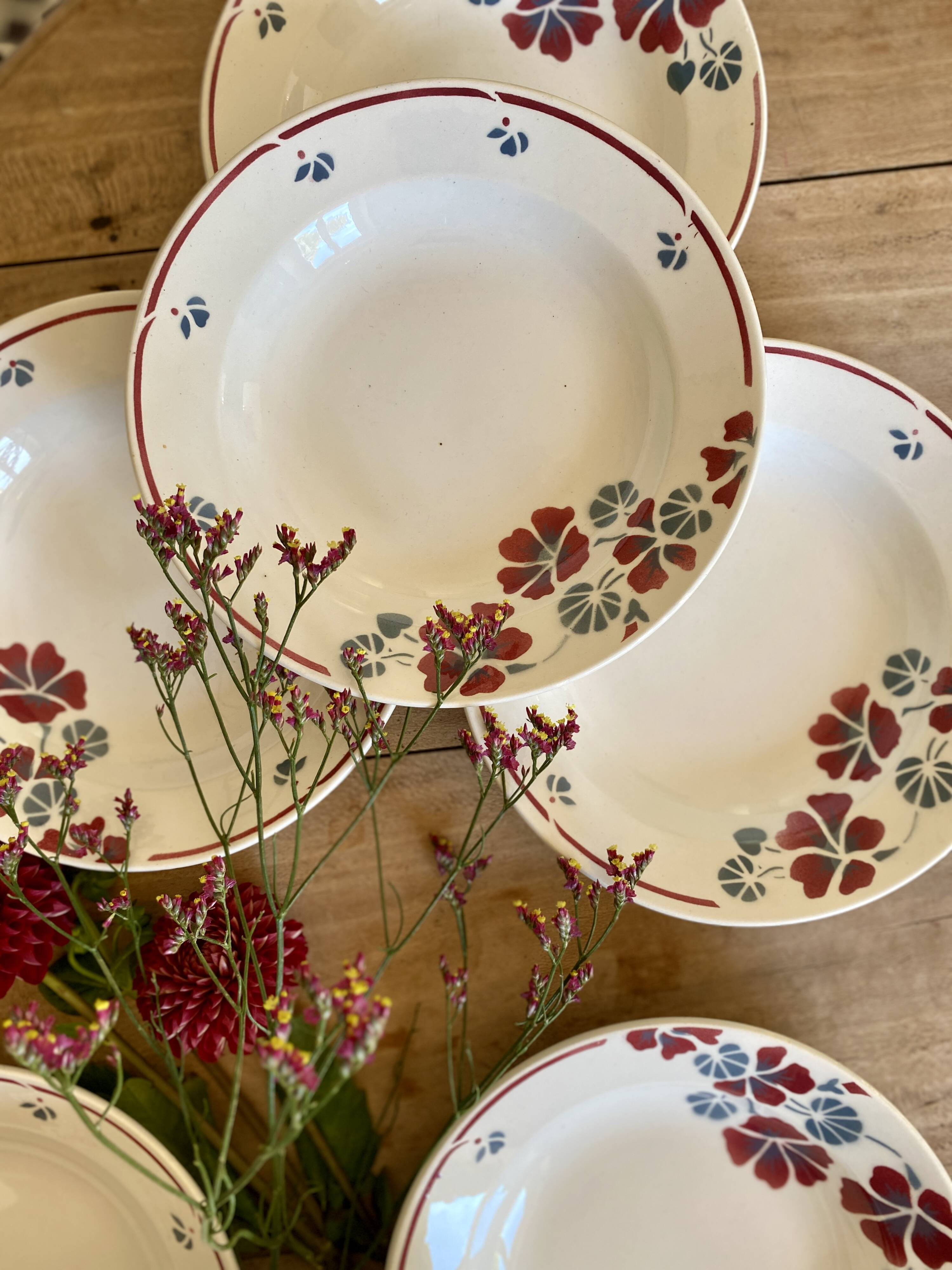 Set of 8 vintage soup plates, Nelly de Salins